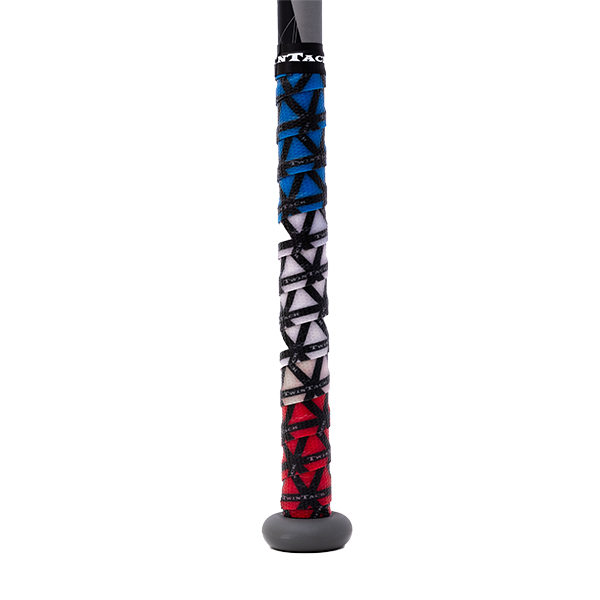 TwinTack Pro Bat Grip - Red, White & Blue Cross Hatch