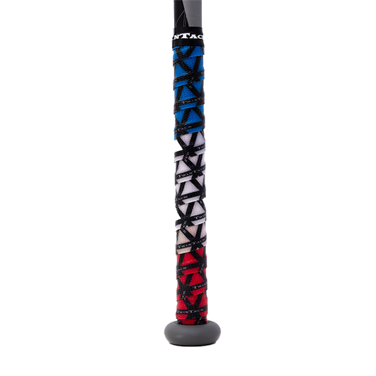 TwinTack Pro Bat Grip - Red, White & Blue Cross Hatch