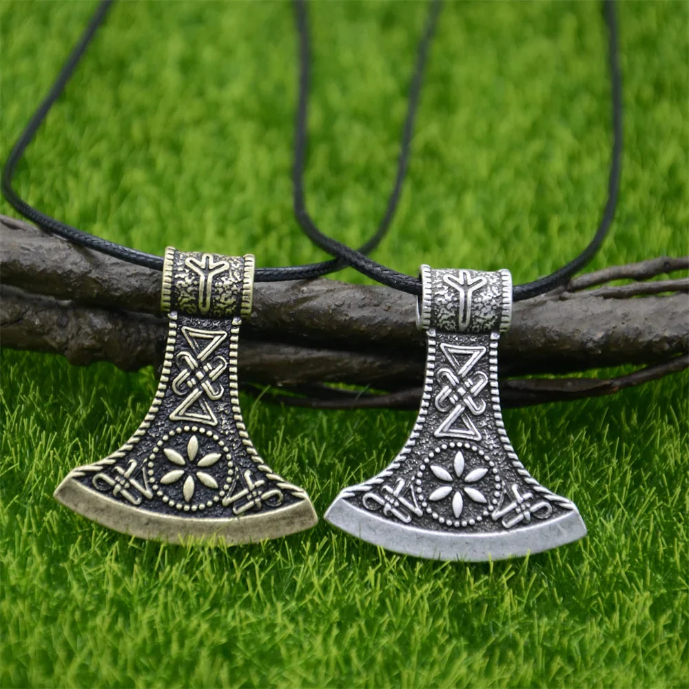 Slavic Perun Axe Kolovrat Pendant Runic Rune ALGIZ Talisman Pagan Scan