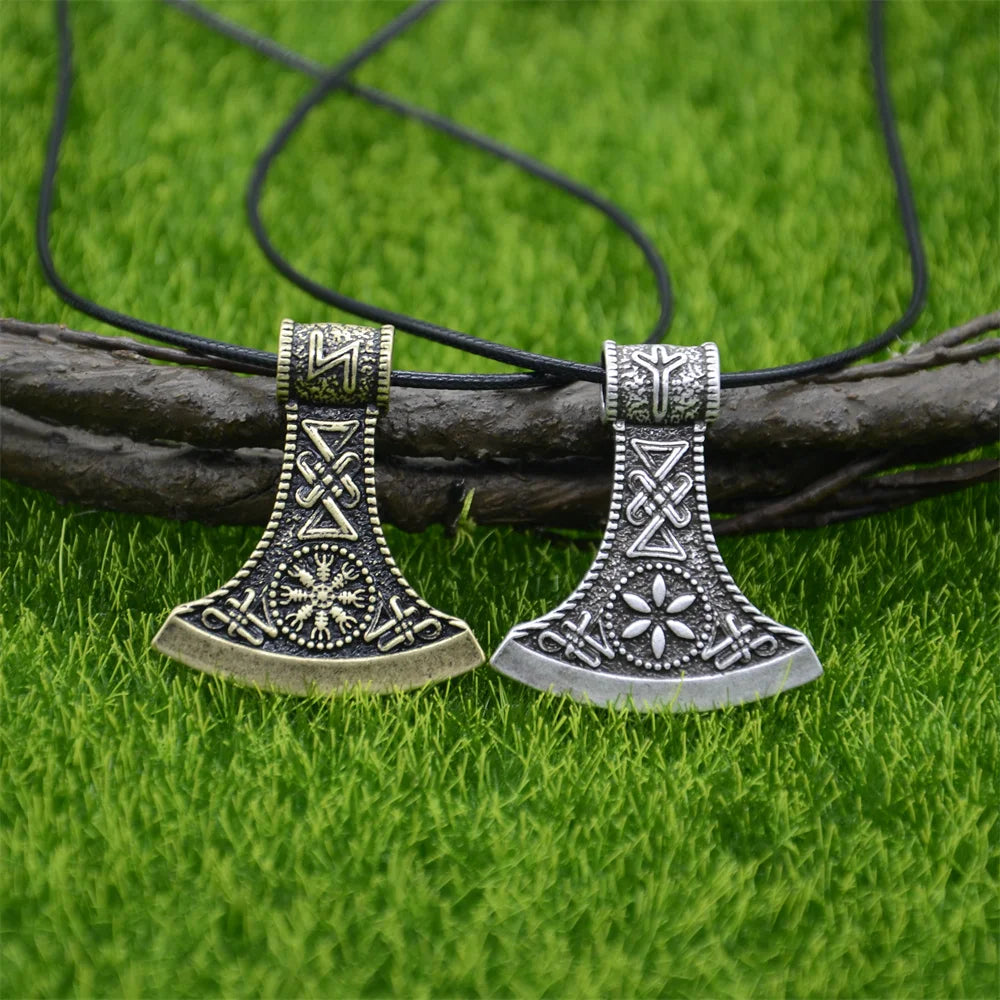 Slavic Perun Axe Kolovrat Pendant Runic Rune ALGIZ Talisman Pagan Scan