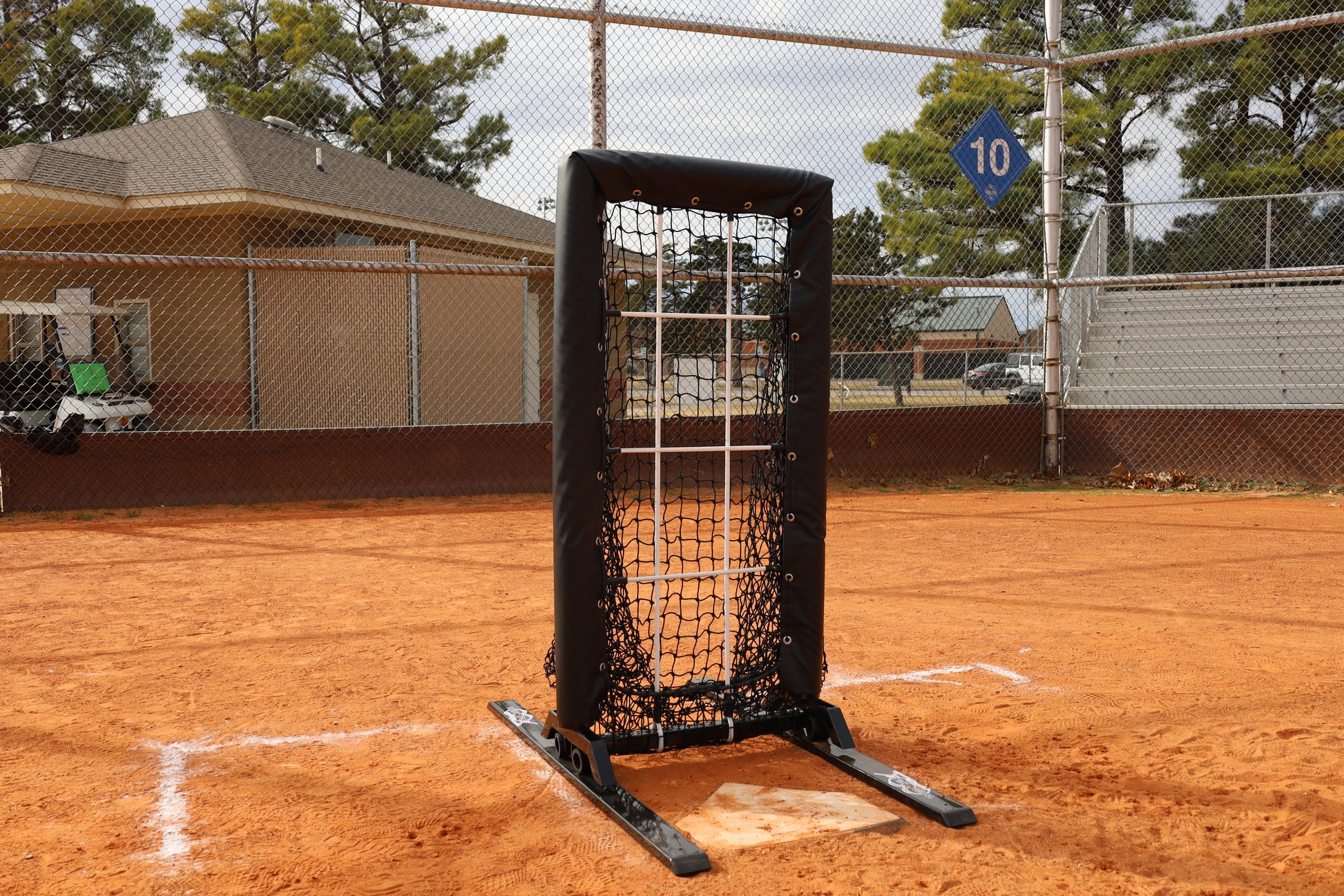 Web Flex Pro Series 12 Square Pitching Target sitting behind home plate