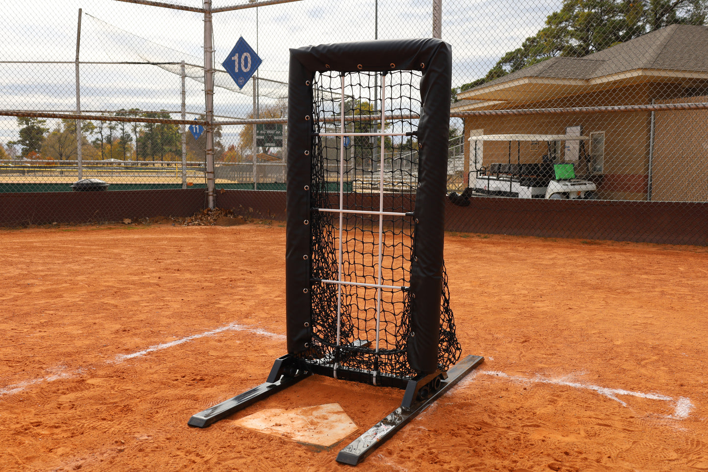 Web Flex Pro Series 12 Square Pitching Target sitting behind home plate