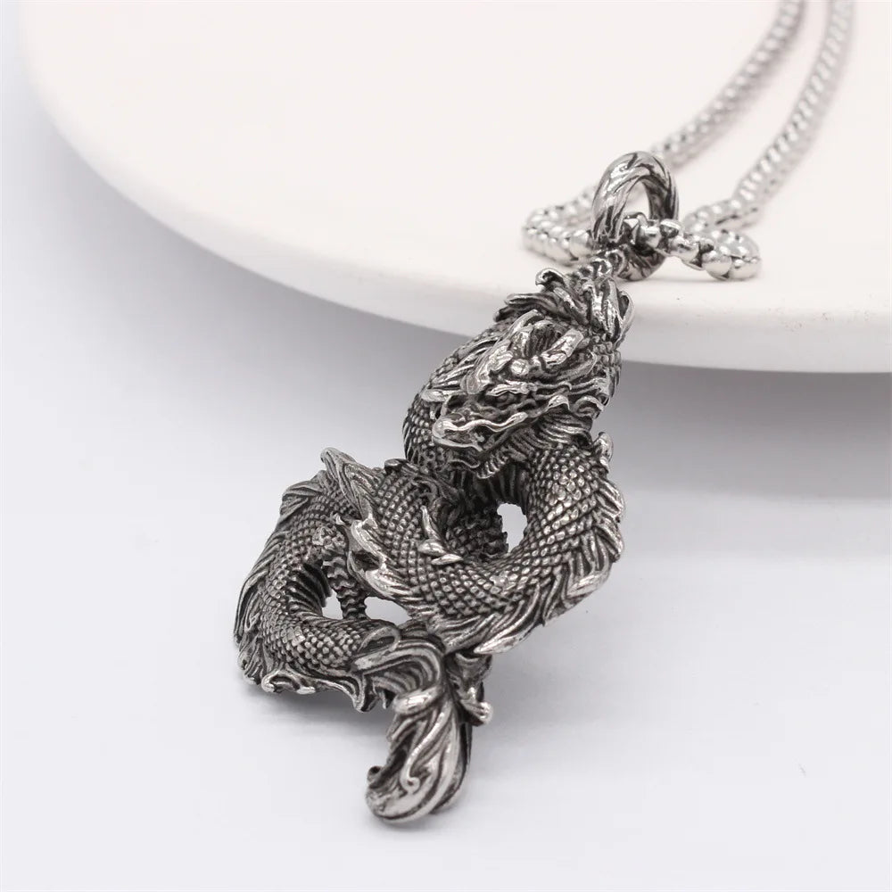 Stainless Steel Domineering Chinese Dragon Pendant Chain for Men Fashi