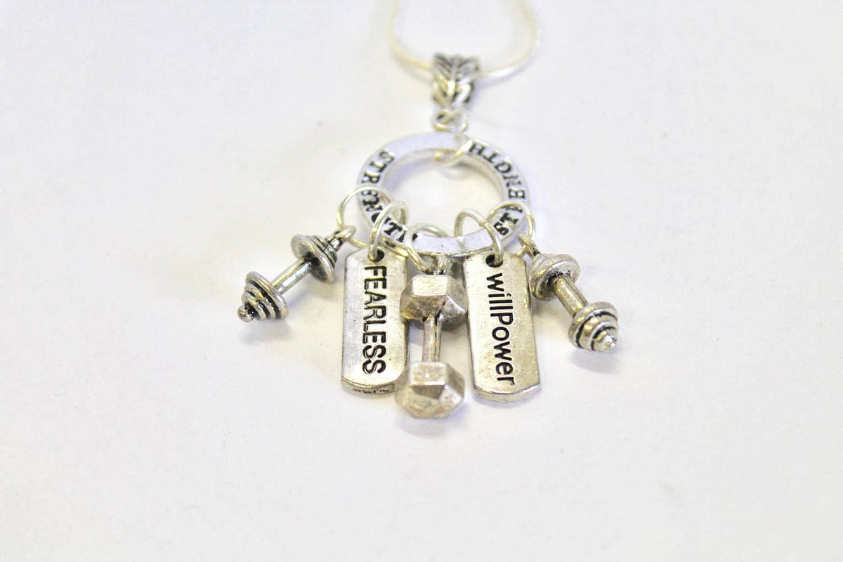 Strong Woman Weightlifting Charm Necklace, Exercise Jewelry, Strength