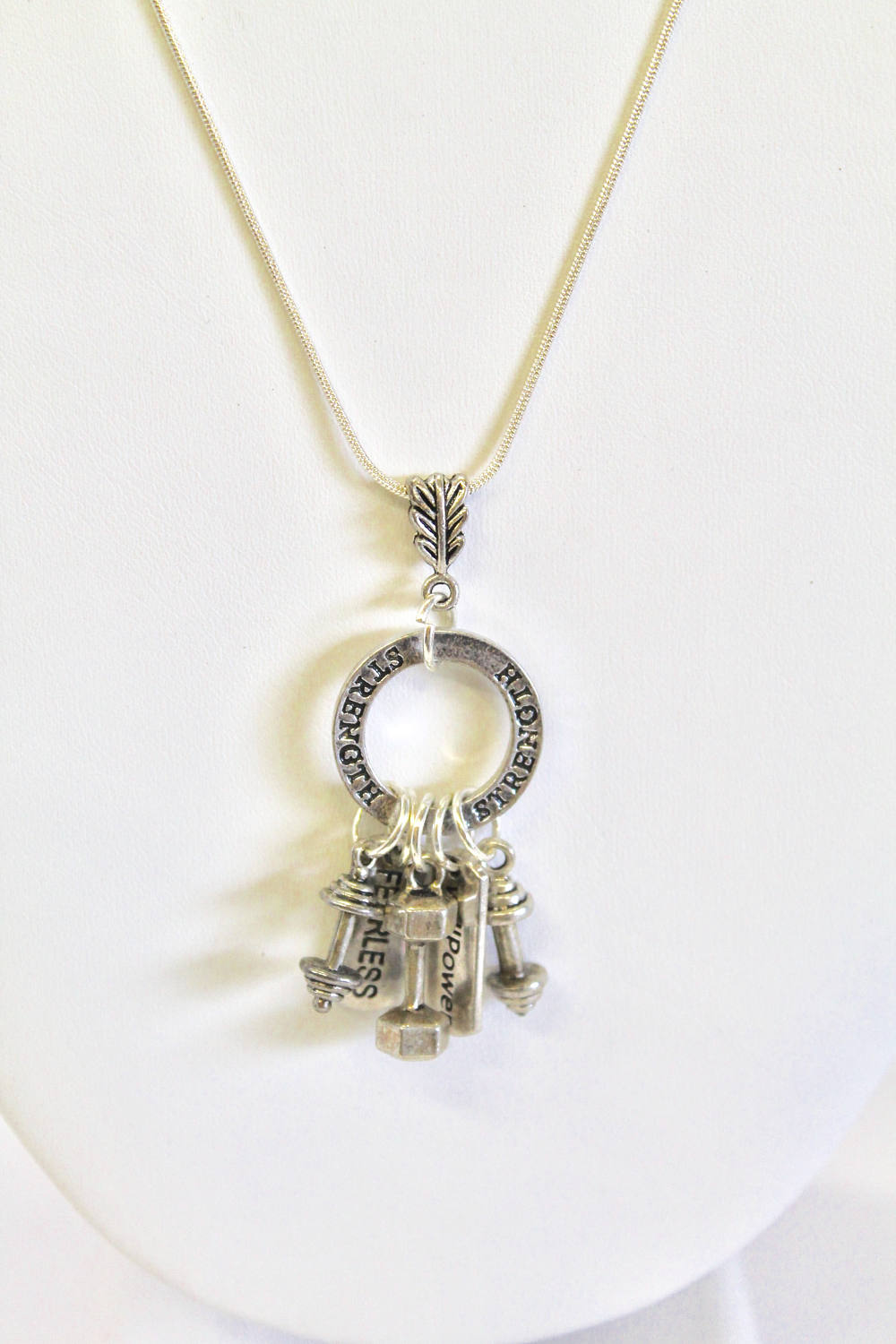 Strong Woman Weightlifting Charm Necklace, Exercise Jewelry, Strength