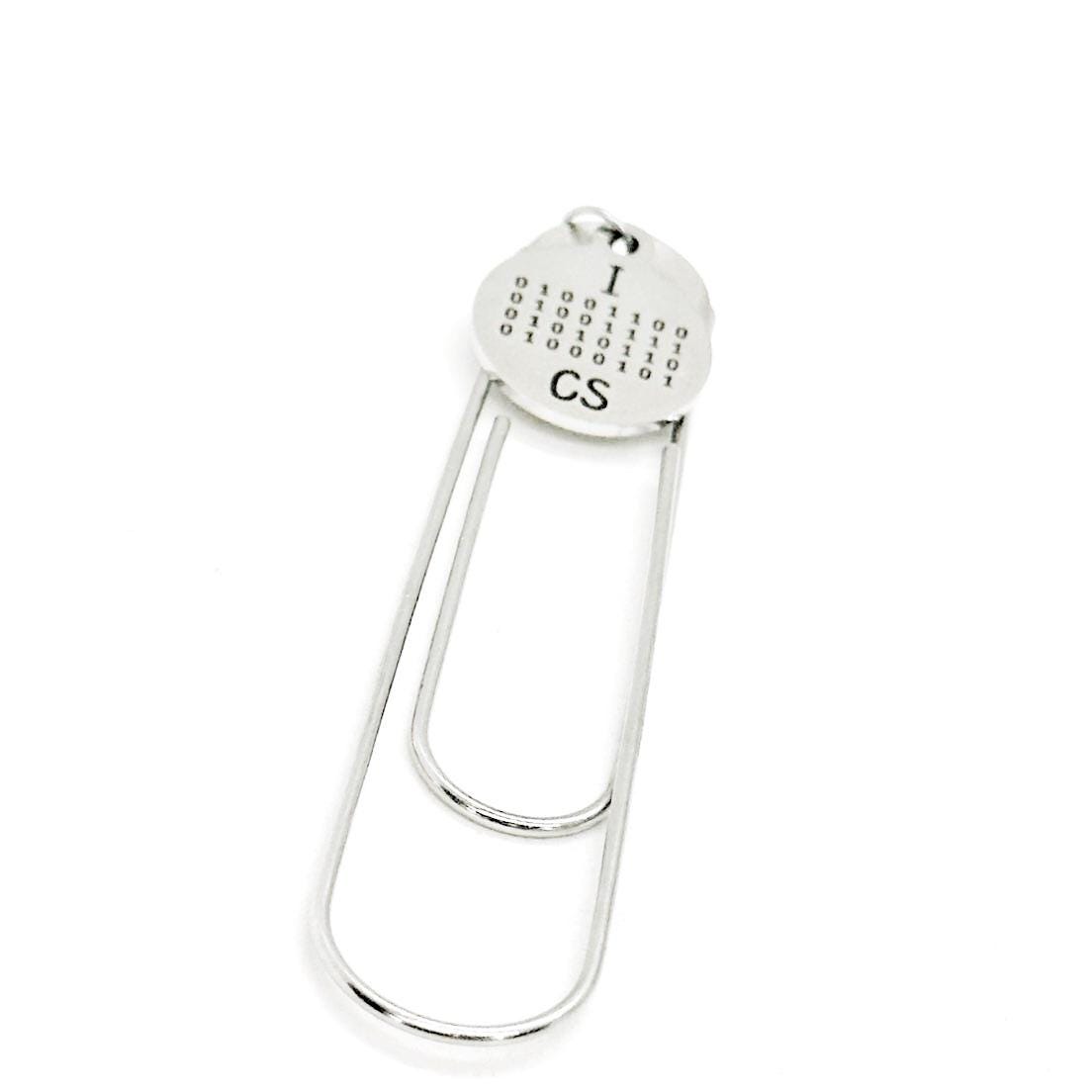 I Love CS Charm Clip Bookmark, Binary Code Letters, Computer Science Major, Programmer, Developer, New IT Job, College Student