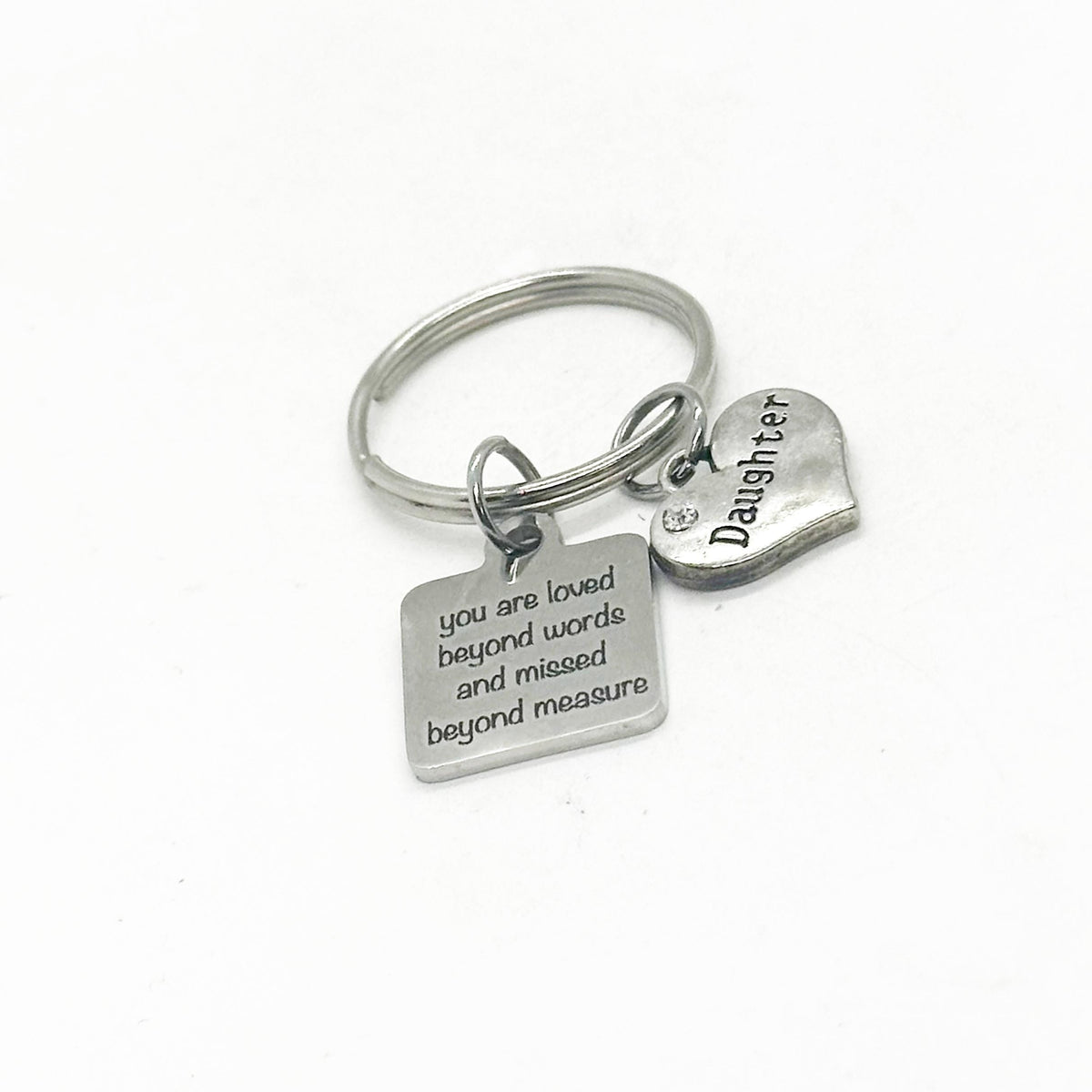 You Are Loved Beyond Words and Missed Beyond Measure Charm Key Chain,