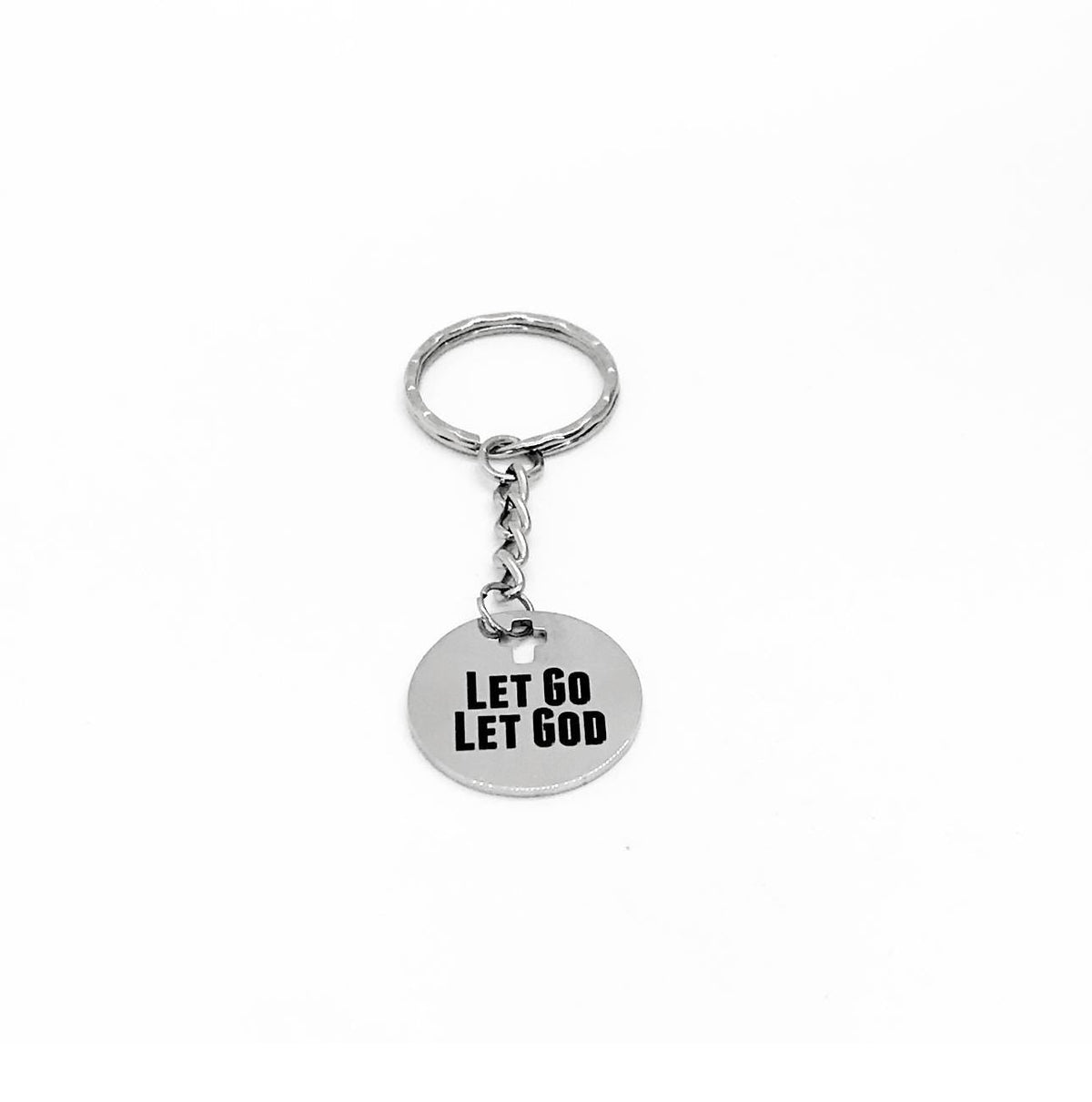 Let Go Let God Keychain Faith Gift Christian Stainless Steel Engraved
