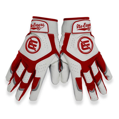 Pair of Batting gloves showing the wrist straps with adjustable closure for a secure fit.