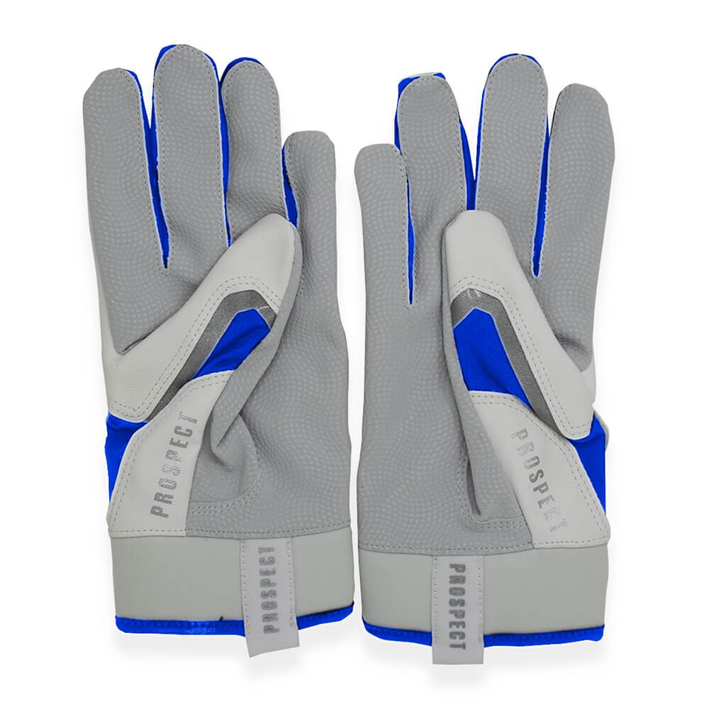 Close-up of a pair of batting gloves, showcasing the palm and grip design.