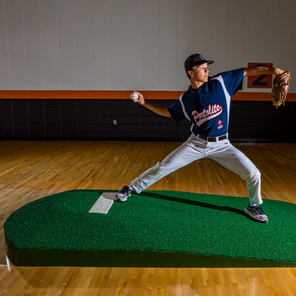Pitcher using a Standard One-Piece Practice Mound inside